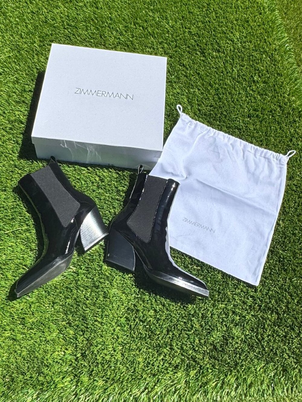 ZIMMERMANN Drew Patent Leather Ankle Boots: Size 39 EU (8.5 US)